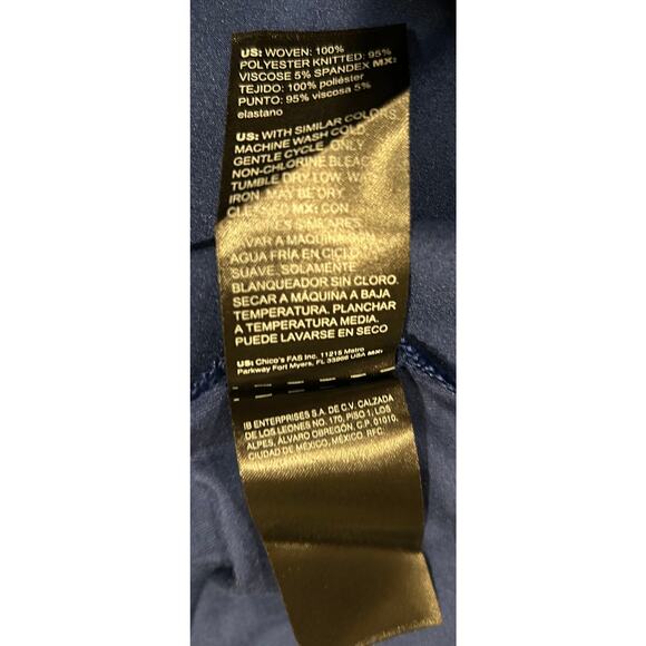 White House Black Market Midnight Blue Woven Knit Back V-Neck Blouse, Size S - Picture 4 of 4